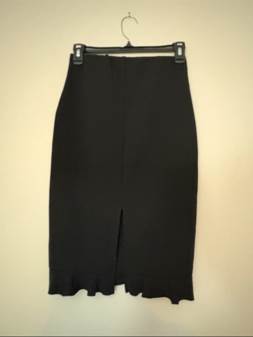 Forever 21 Black Midi Pencil Skirt with Ruffle Hem